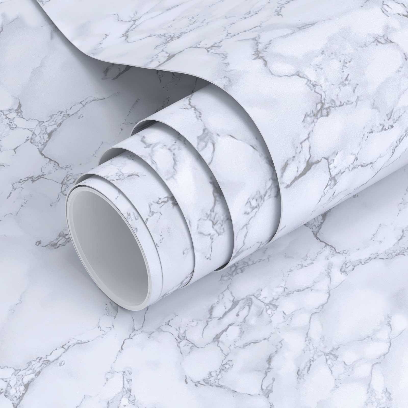 VOLEAAR Matte Grey Marble Contact Paper 60CM x 1000CM Peel and Stick Wallpaper Vinyl Wall Paper Removable Waterproof Oilproof for Kitchen Bathroom