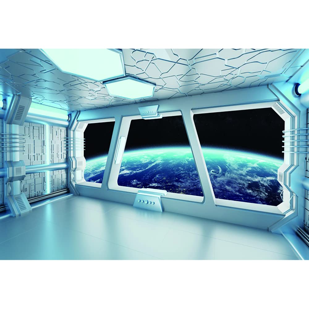Aoihrraan 3x2,5m Astronave Finestra Vista Sfondo Esterno Spazio Veicolo Spaziale Cabina Di Pilotaggio Luna Superficie Universo Esplorazione Fotografia Sfondo Per Ragazzi Compleanno Festa Foto Prop