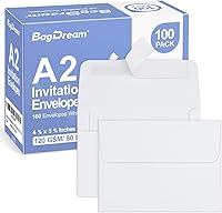 Vista 1 de Paquete de 100 sobres de papel blanco A2 para despegar y sellar, sobres de invitación para bodas, RSVP, fotos, tarjetas de felicitación, baby