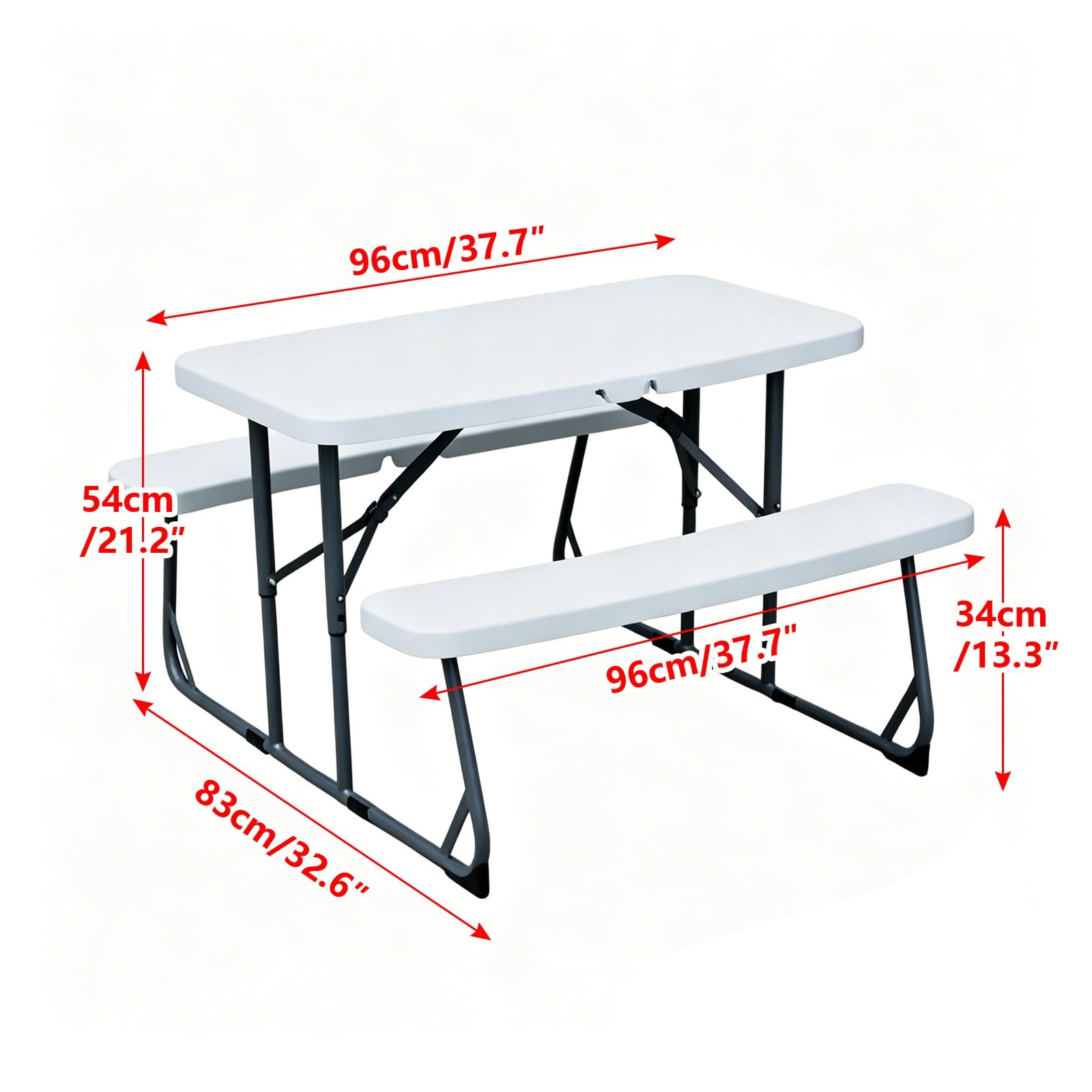 Tavolo da picnic per bambini con 2 panche, pieghevole in HDPE, resistente alle intemperie, per esterni, cortile, giardino, sala giochi, interni