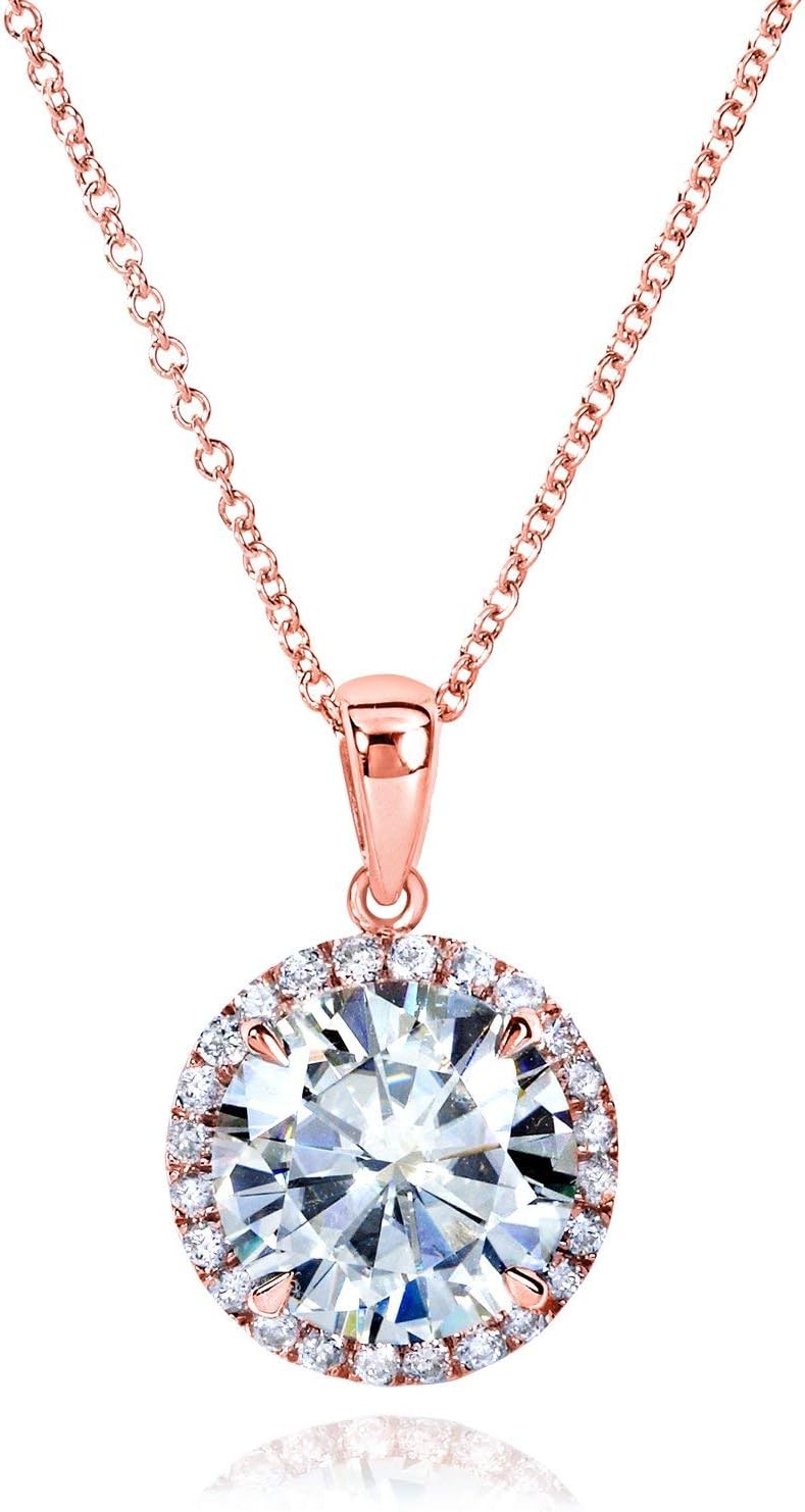 Kobelli Round Moissanite Necklace 3 1/3 CTW 14k Gold
