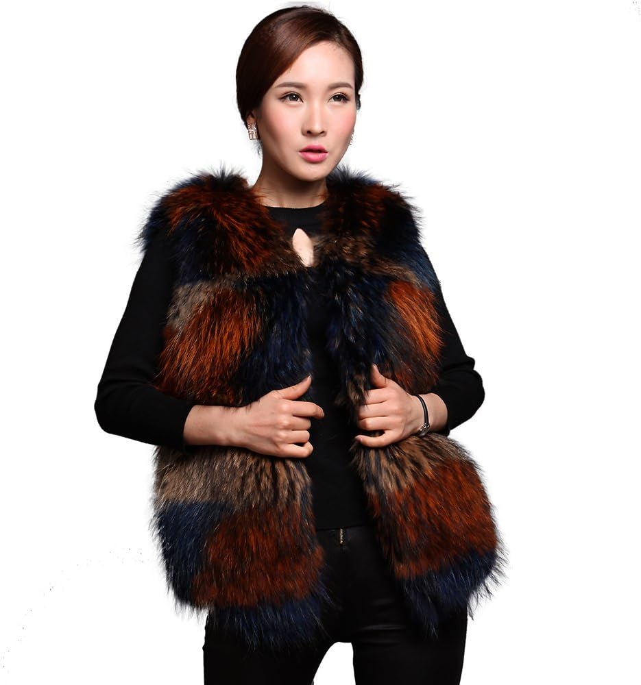 Women's Multicolor Raccoon Fur Vest