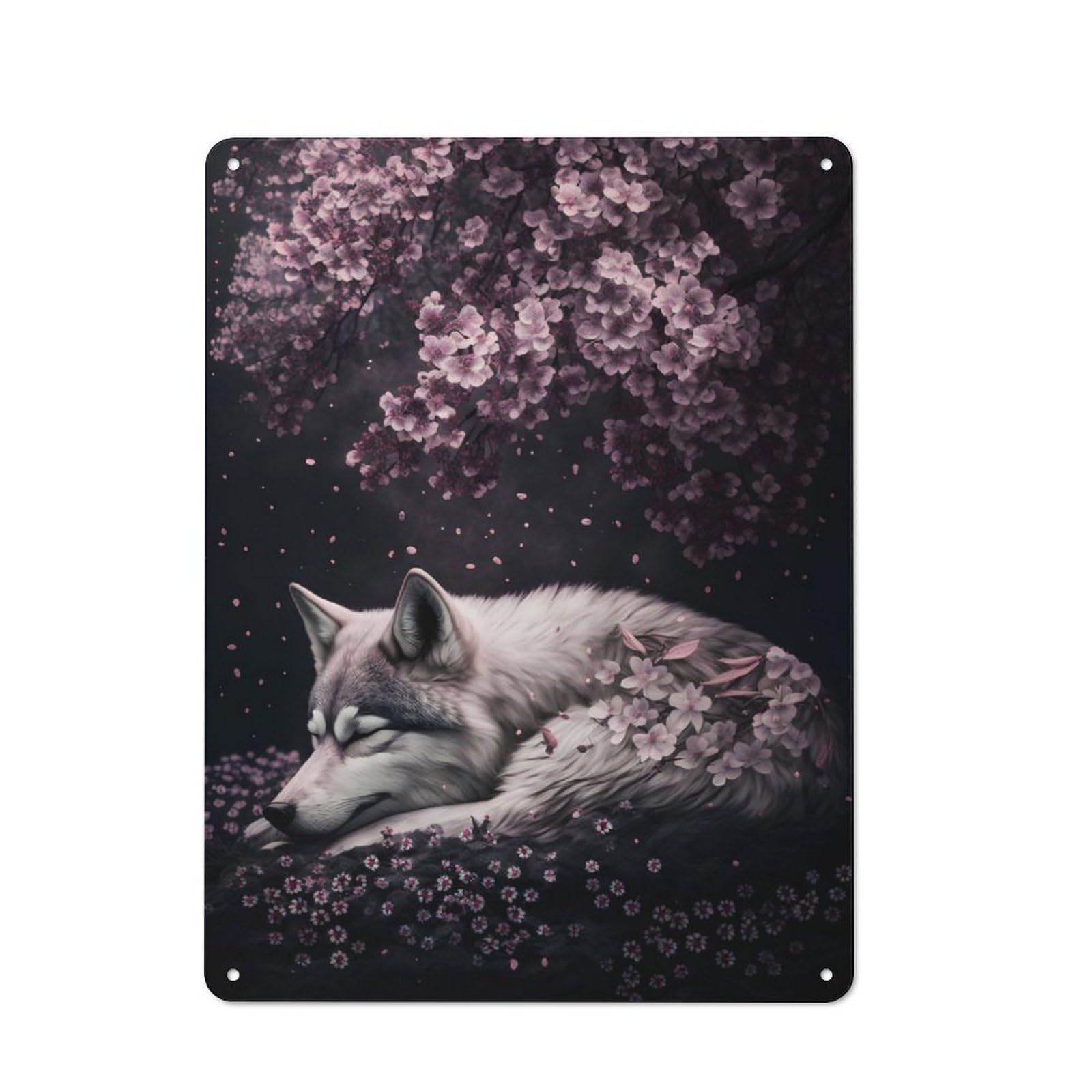 Farmhouse Sleeping Wolf Country Metal Sign 40x30cm, Cottage Wall Art for Farmhouse Kitchen, Pantry Or Dining Area