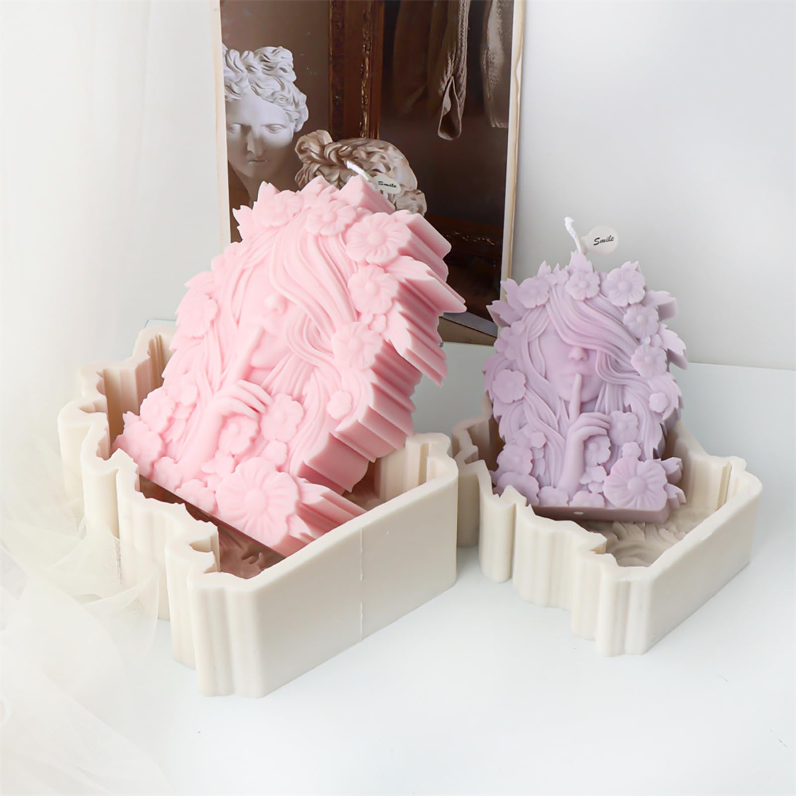 Precioso molde de silicona con forma de niña de las flores, S | Decoraciones de velas únicas, forma de vela suave y flexible para proyectos, forma llamativa en forma de