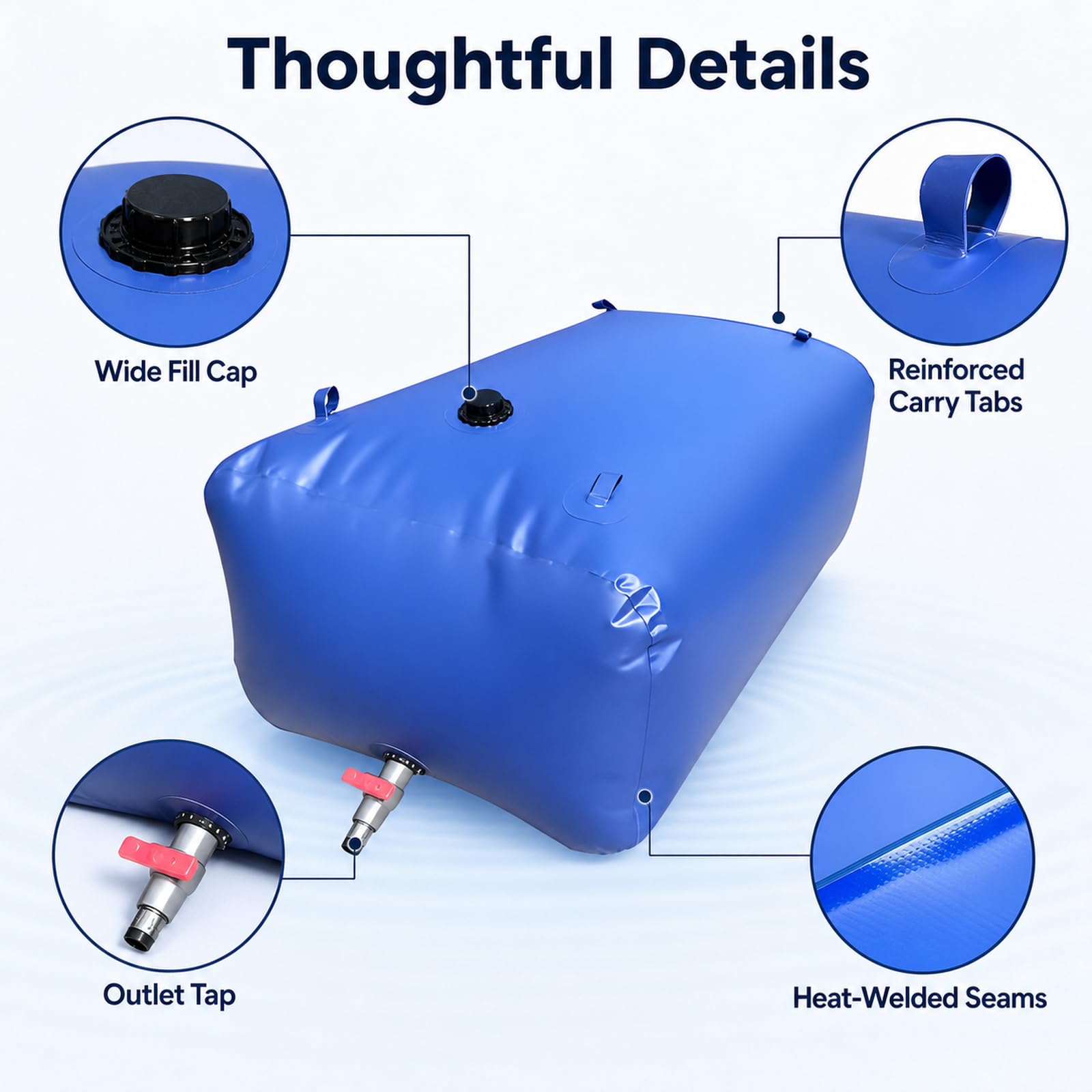 Bolsa De Agua Plegable Engrosada,DepóSito De Agua Plegable De PVC,Vejiga del Almacenamiento De Agua con VáLvula,FáCil De Usar,para Acampar,para Resistencia A La SequíA,Riego
