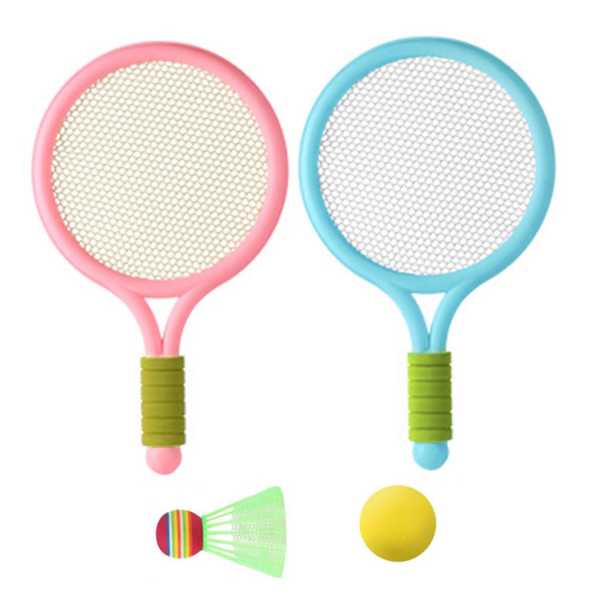 Set di Racchette da Tennis per Bambini, Racchetta da Badminton in plastica per Bambini con Palla, Giocattolo per Giochi Sportivi all'aperto per