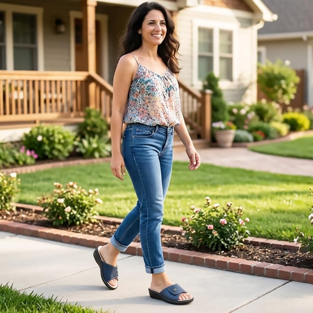 Chanclas sanitarias mujer de empeine ecopiel brillante Melany cómodas plantilla extraíble recubierta piel auténtica