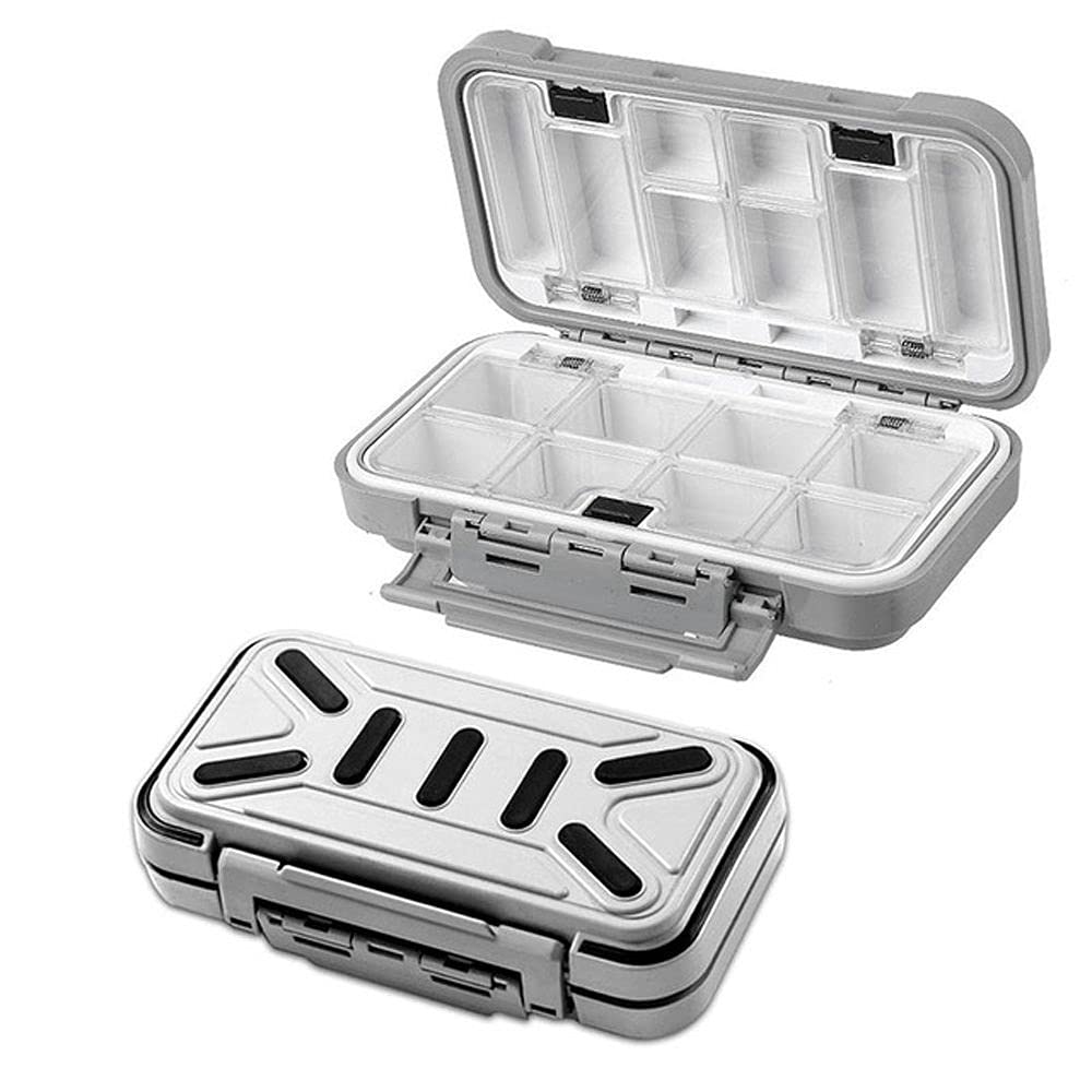 Double-Sided Opening and Closing Fishing Tackle Box, Large Capacity Fishing Lure Box Accessories(M,grey)