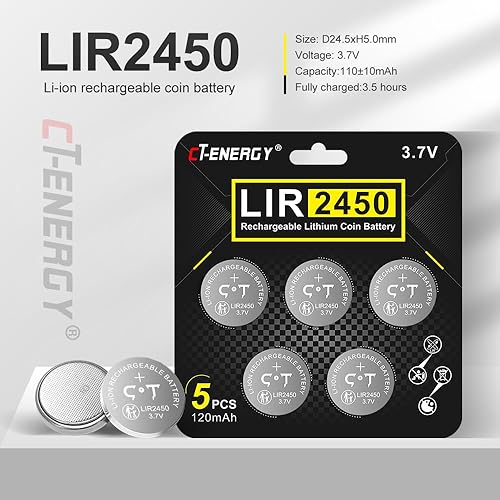 Miniatura 3 de Baterías recargables 2450 10 Pack 3.7V recargable CR2450 batería de botón de moneda de litio