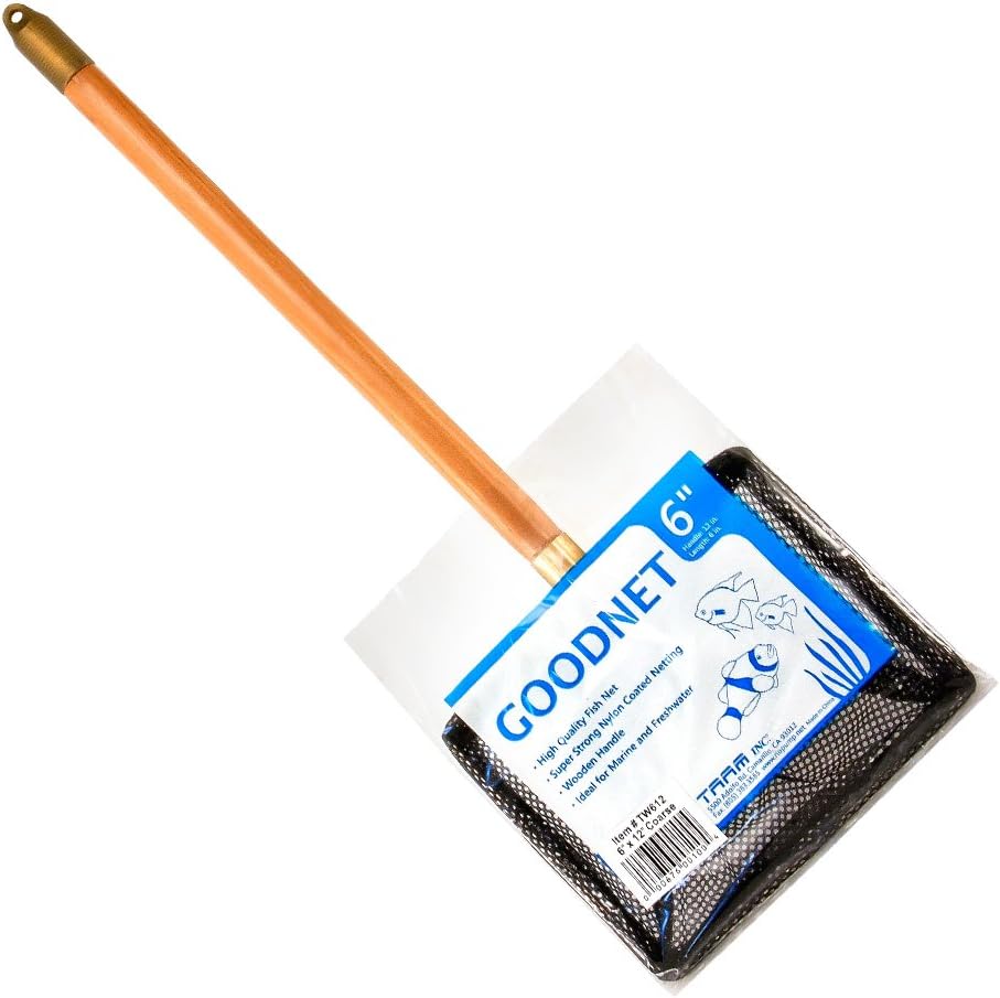 TAAM Proffesional Wood Handle Coarse 6" Aquarium Net with a 12" Handle