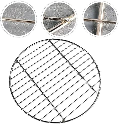 Miniatura 3 de Hemoton Malla redonda de acero inoxidable de 10 pulgadas para barbacoa, camping, hogar, parrilla, corte portátil, apto para horno al aire libre