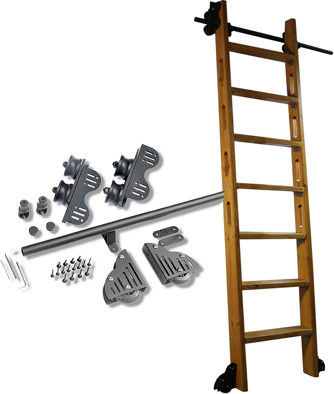 Kit de herrajes para escaleras con riel colgante y extensión