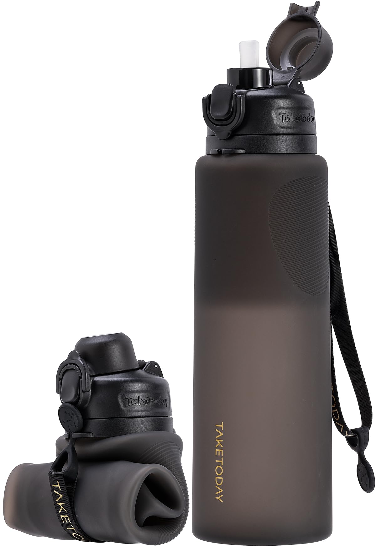 TakeToday Faltbare Trinkflasche 32 oz, Zusammenklappbare Trinkflasche, BPA-frei, aus Silikon, auslaufsicher – ideal zum Wandern, für internationale Reisen & Outdoor-Aktivitäten