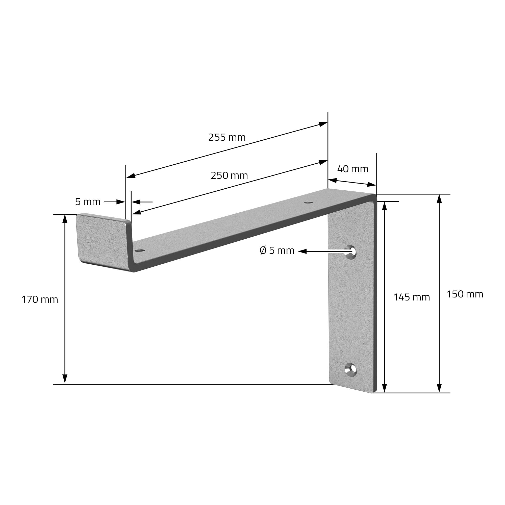ML-Design Set 4 Staffe per Mensole a L in Metallo Grigio 25 x 4 x 14,5 cm Supporti Angolari per Ripiani Peso Massimo 50 kg con Materiale di Montaggio a Parete Incluso Scaffalature a Muro