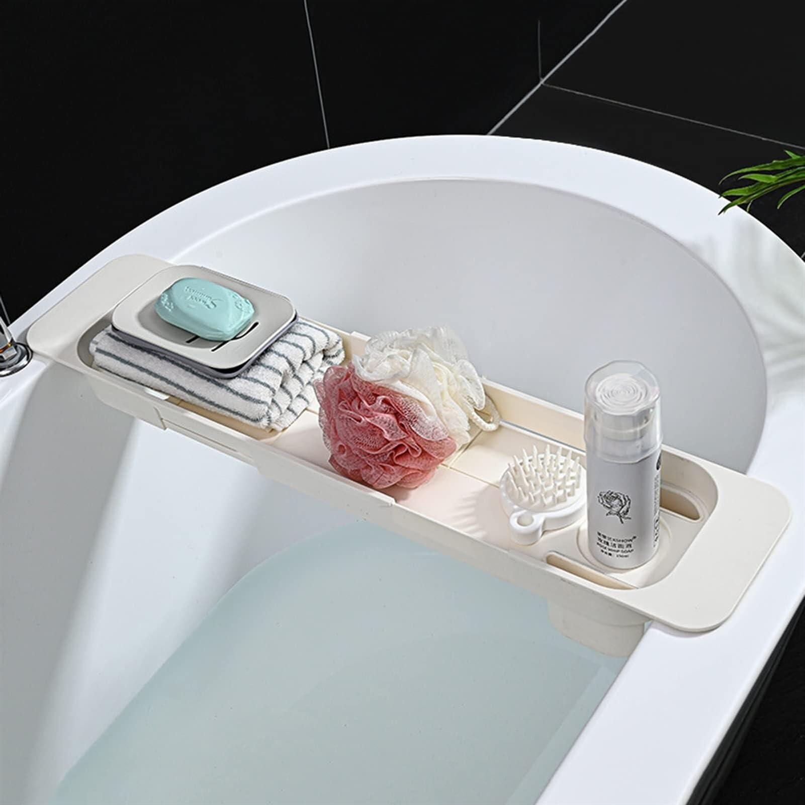 Bandejas para bañera, Estante expandible para baño, Bandeja Ajustable de plástico para bañera, Soporte Multifuncional para bañera, Estante de Almacenamiento para jabones y Toallas