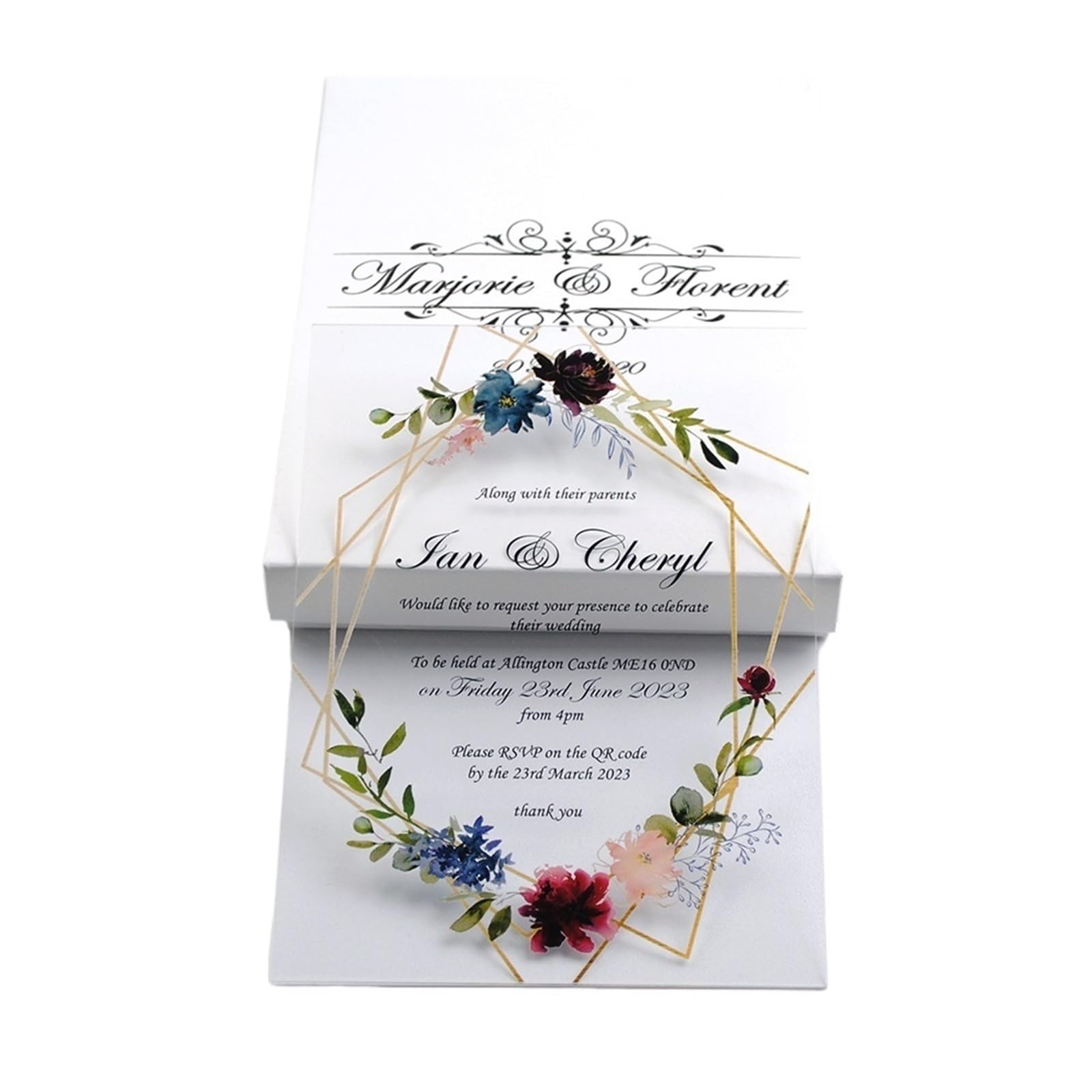 Hochzeitskarte Transparente Karten mit bedruckter Box, Hochzeitseinladung, 10 Stück
