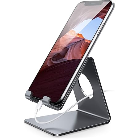 Lamicall Phone Stand, Phone Dock - Universal Stand, Cradle, Holder, Dock Compatible with iPhone 12 Mini, 12 Pro Max, 11 Pro Xs Max X 8 7 6S Plus, Switch, HUAWEI, Samsung S10 S9 S8, Smartphones - Gray