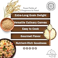 Vista 4 de Pride Of India - Arroz Basmati marrón extra largo - Grano saludable envejecido naturalmente, tarro de 1.5 libras