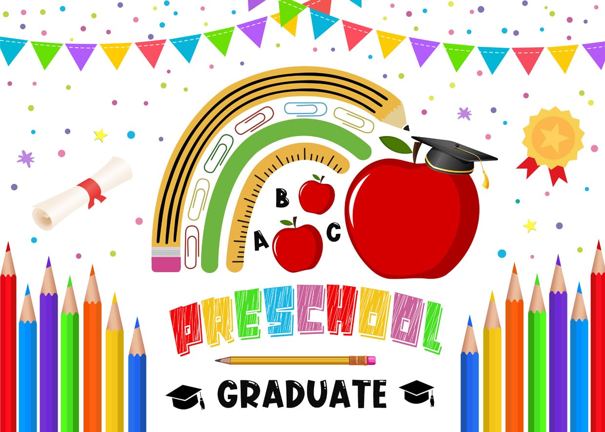Alltten 7x5FT Preschool Graduation Backdrop Kindergarten Graduation Decorations Supplie F191