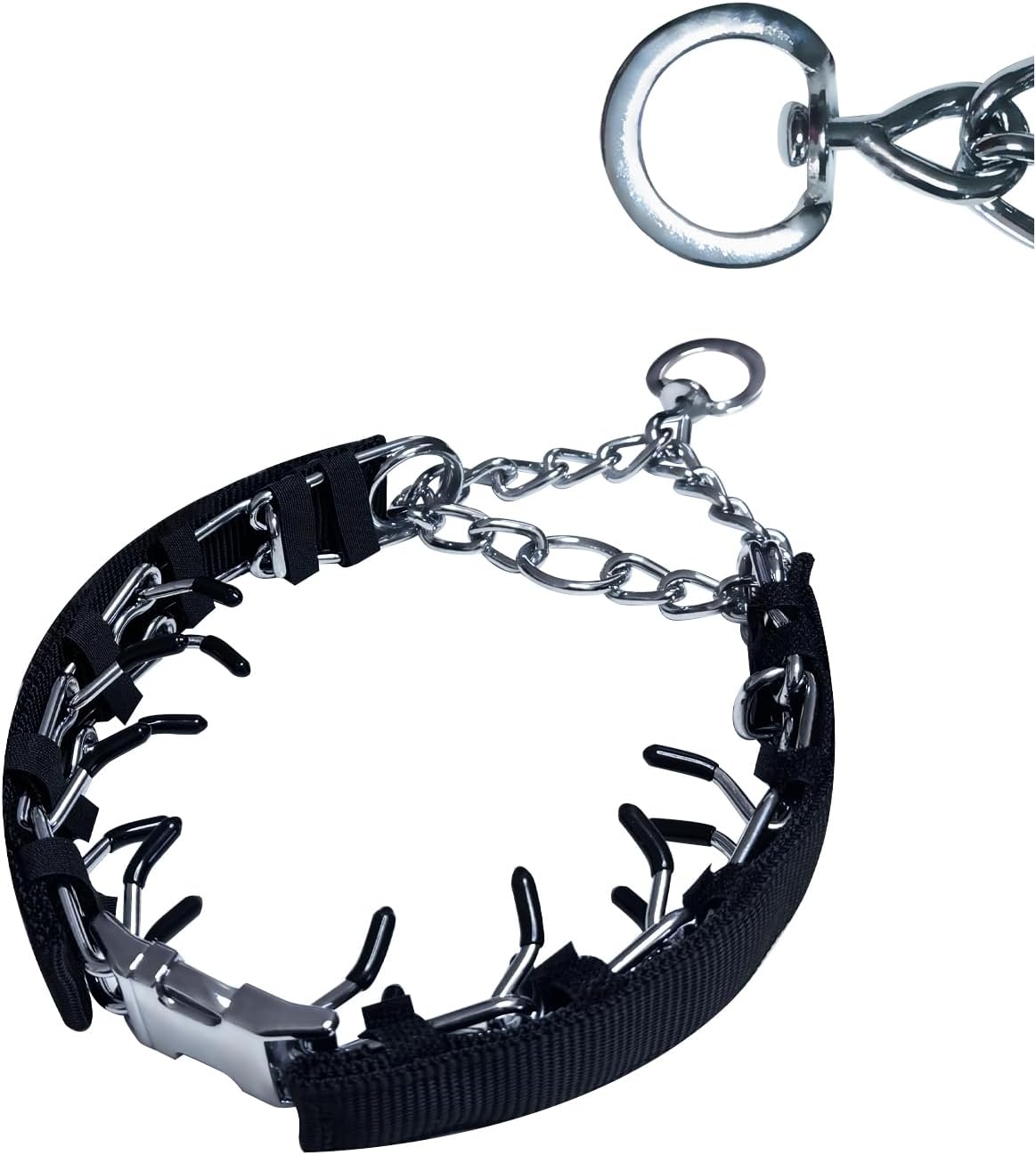 Prong Training Collar for Dogs, Rotating Ring Welding, Adjustable Dog Training Pinch Collar with Quick Release Buckle, for Small Medium Large Dogs Black S (14-17" Neck, 2.25mm)