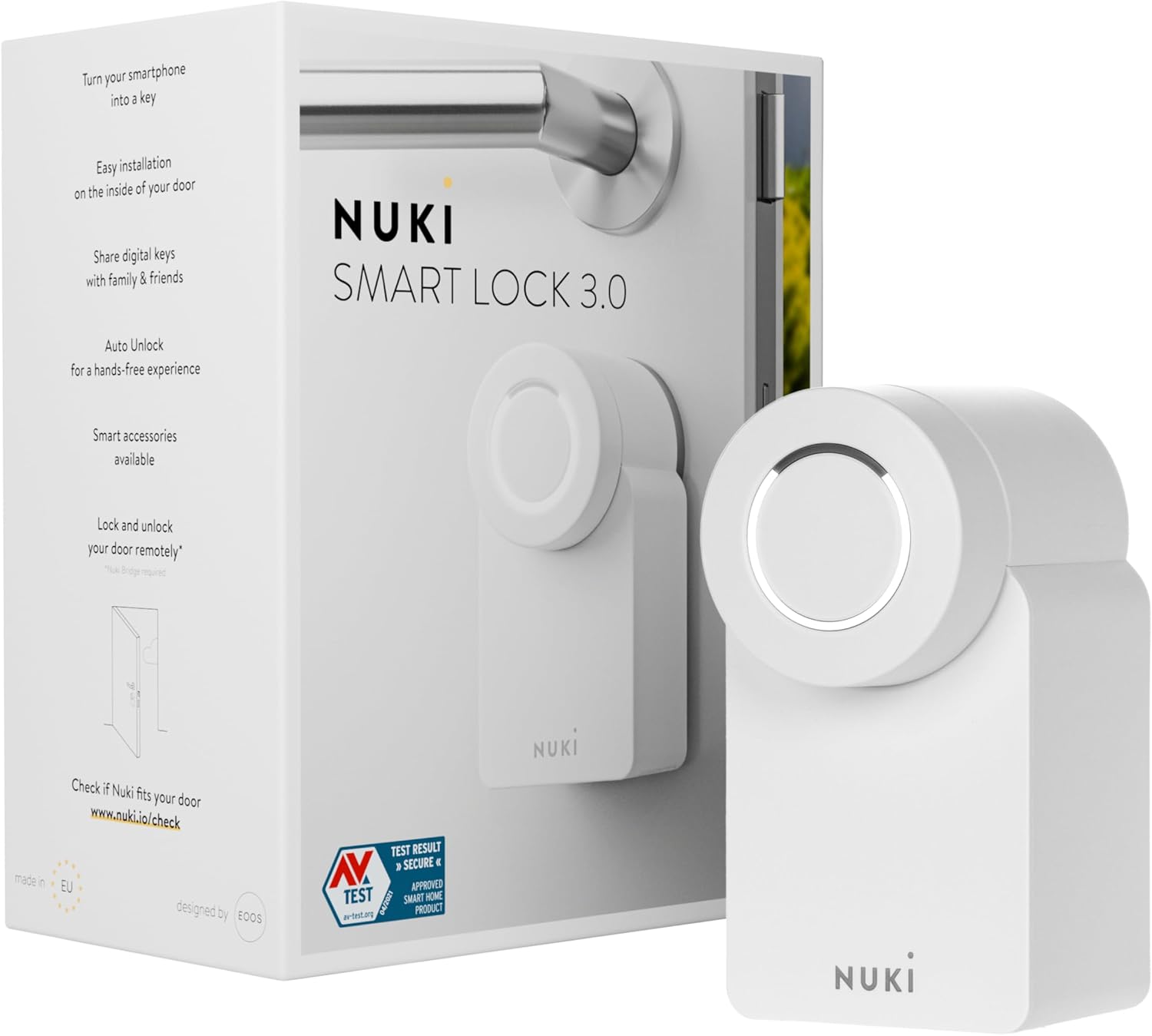 Nuki Smart Lock 3.0, Serrure Intelligente pour Porte de Maison sans Conversion, Serrure électronique rétroadaptable, Serrure numérique avec Verrouillage Automatique, Blanc