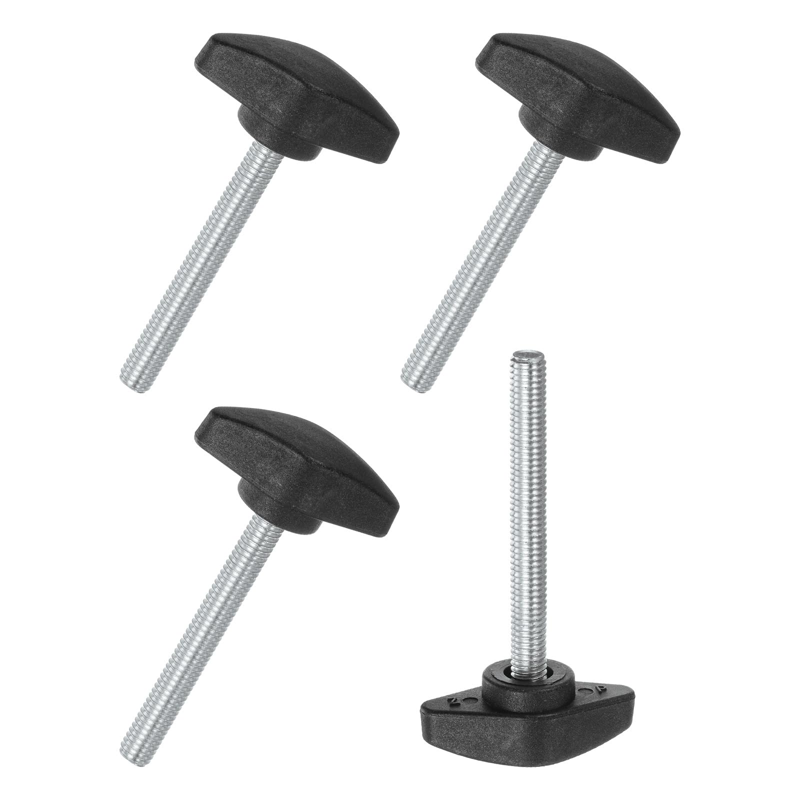 M METERXITY 4-Pack Thumb Screws, M6x55mm Tee Wing Knobs, Plastic T Handles Clamping Knob for Woodworking/Machinery/Equipment