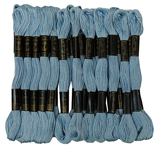 Image of Cross Stitch Hand Embroidery Thread Stranded Cotton Craft Sewing Floss 25 Skeins-Light Blue