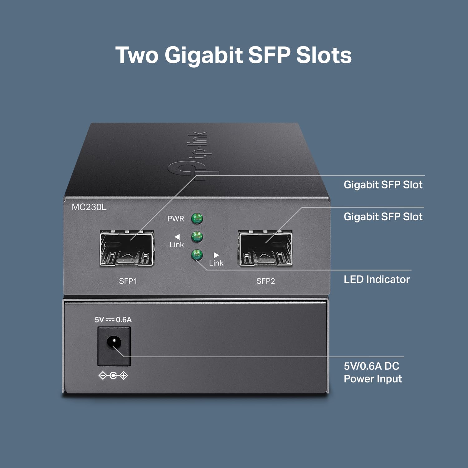 TP-Link MC230L | Convertisseur de média Gigabit SFP vers SFP | Convertissez Entre 2 modules SFP Gigabit | Plug & Play | Boîtier en métal Durable | Compatibilité Polyvalente | remplaçable à Chaud