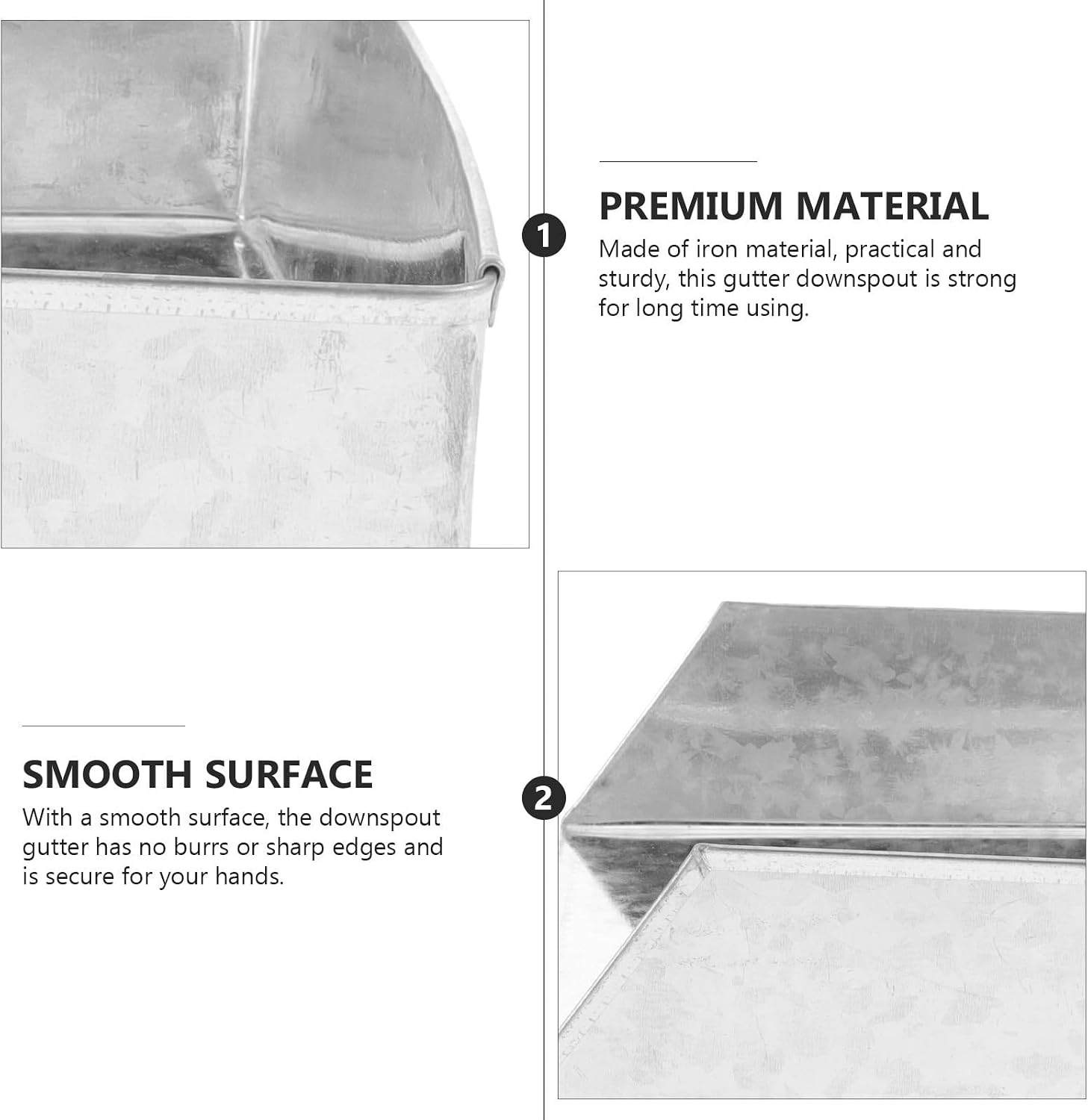 Iron Rainwater Collection Gutter Downspout Splash Block Silver | Modern Metal Connector, Sturdy Lightweight Build, Easy Install and Space Saving Design for Practical Drainage Use