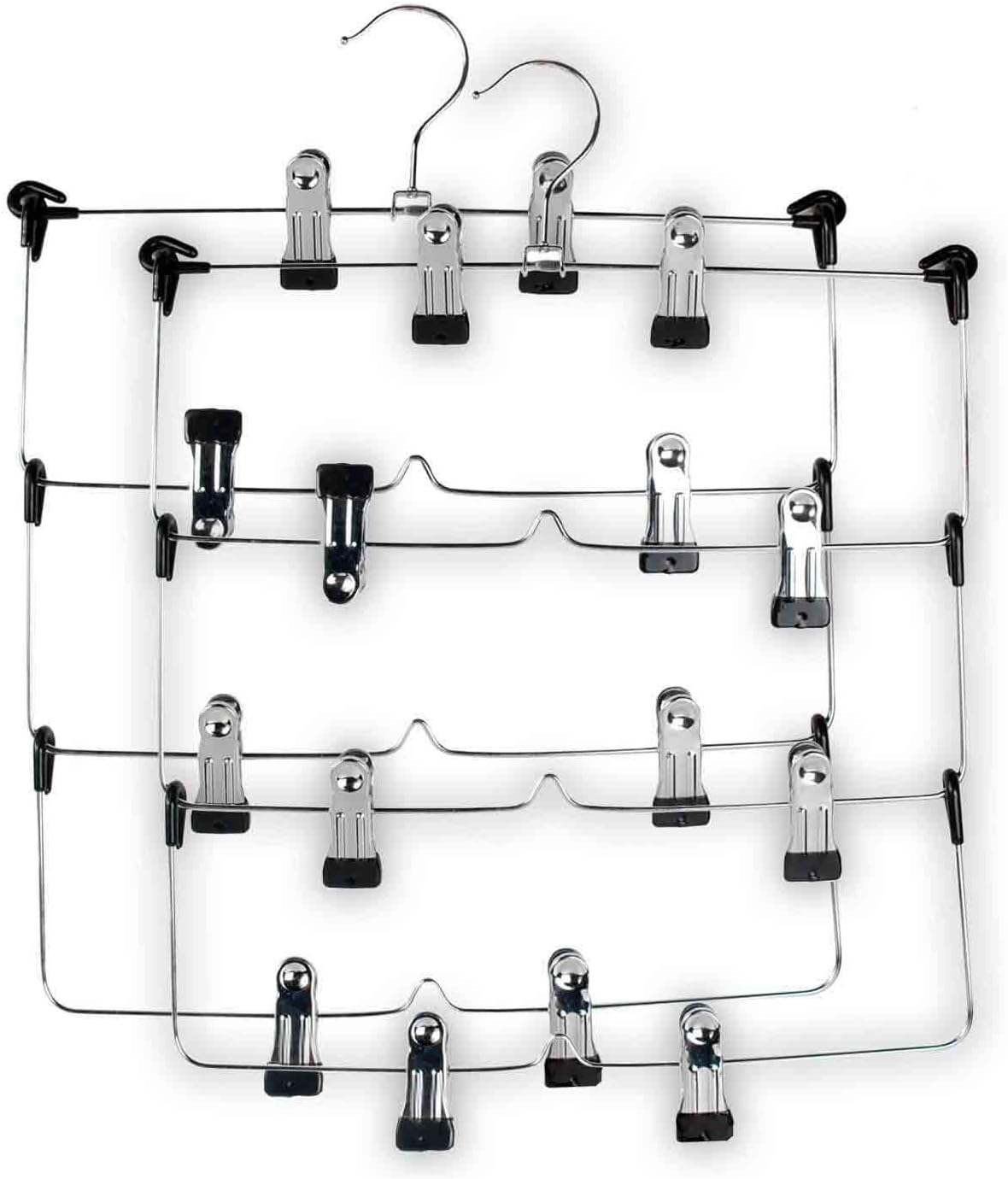 Chrome 4-Tier Folding Skirt Hanger (Set of 2)