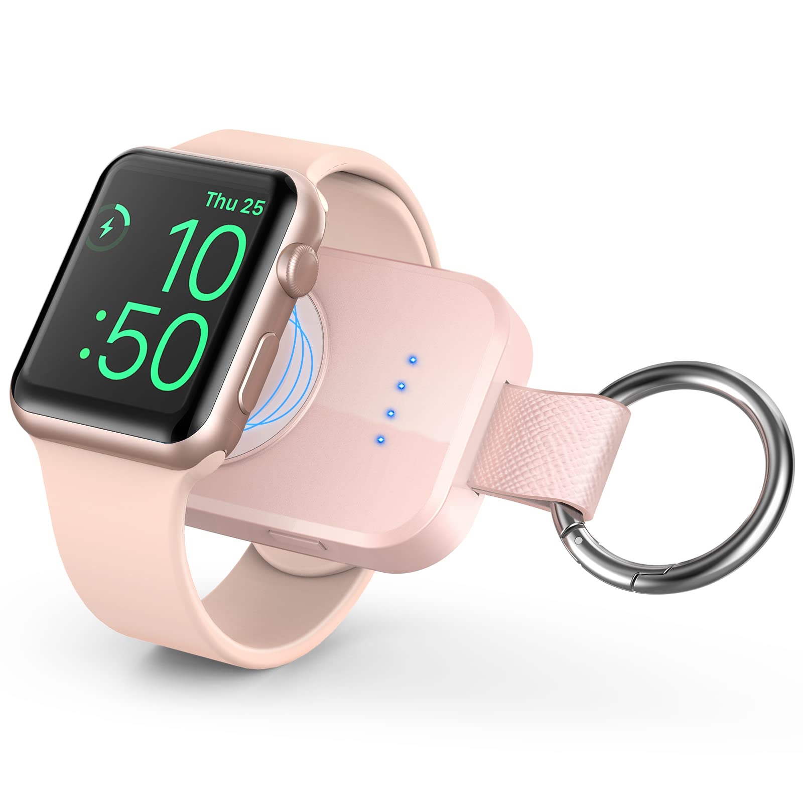 i.VALUX Portable Wireless Charger for Apple Watch, Mini 1000mAh Smart Keychain Power Bank, Compatible with Watch Series 7/6/5/4/3/2/1/SE(45/41/44/42/40/38), iWatch Charger Travel with Charging Cable