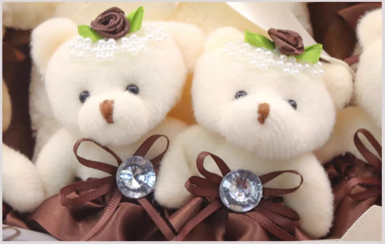 Cute Bear Bouquet - Handmade Plush Bear Bouquet with Cute Soap Flower for Any Occasions, Birthday, Bridal Shower, Graduation etc. (10 Little Bears)