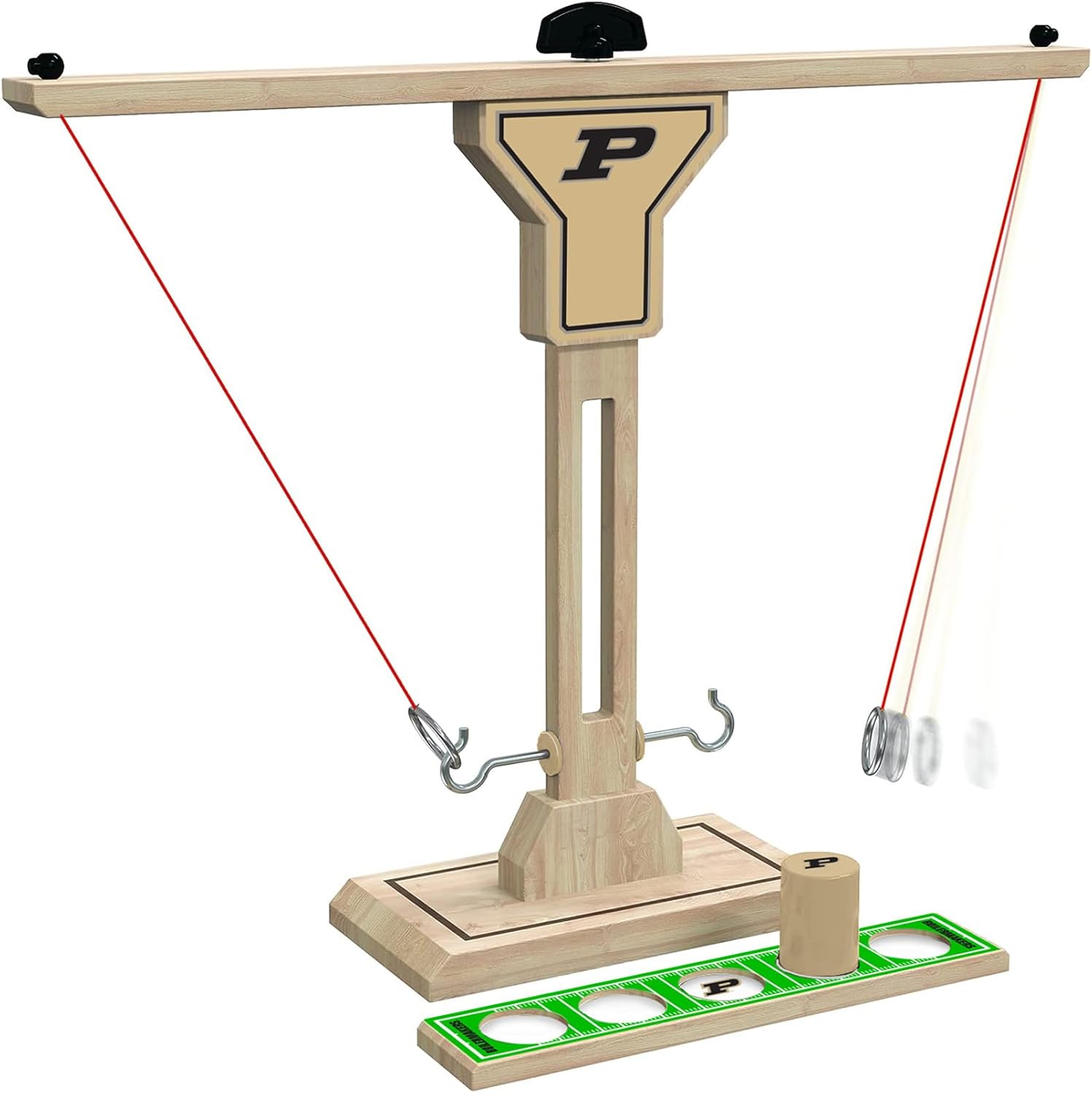 Wild Sports NCAA Purdue Boilermakers Wooden Ring Swing Battle - Head-to-Head Ring Toss Hook & Ring Game for College Football Fans