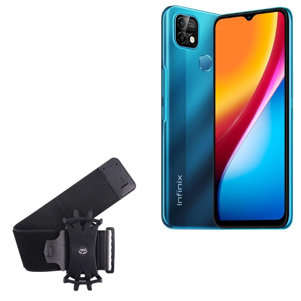 BoxWave Holster Compatible with Infinix Smart 5 Pro - ActiveStretch Sport Armband, Adjustable Armband for Workout and Running - Jet Black