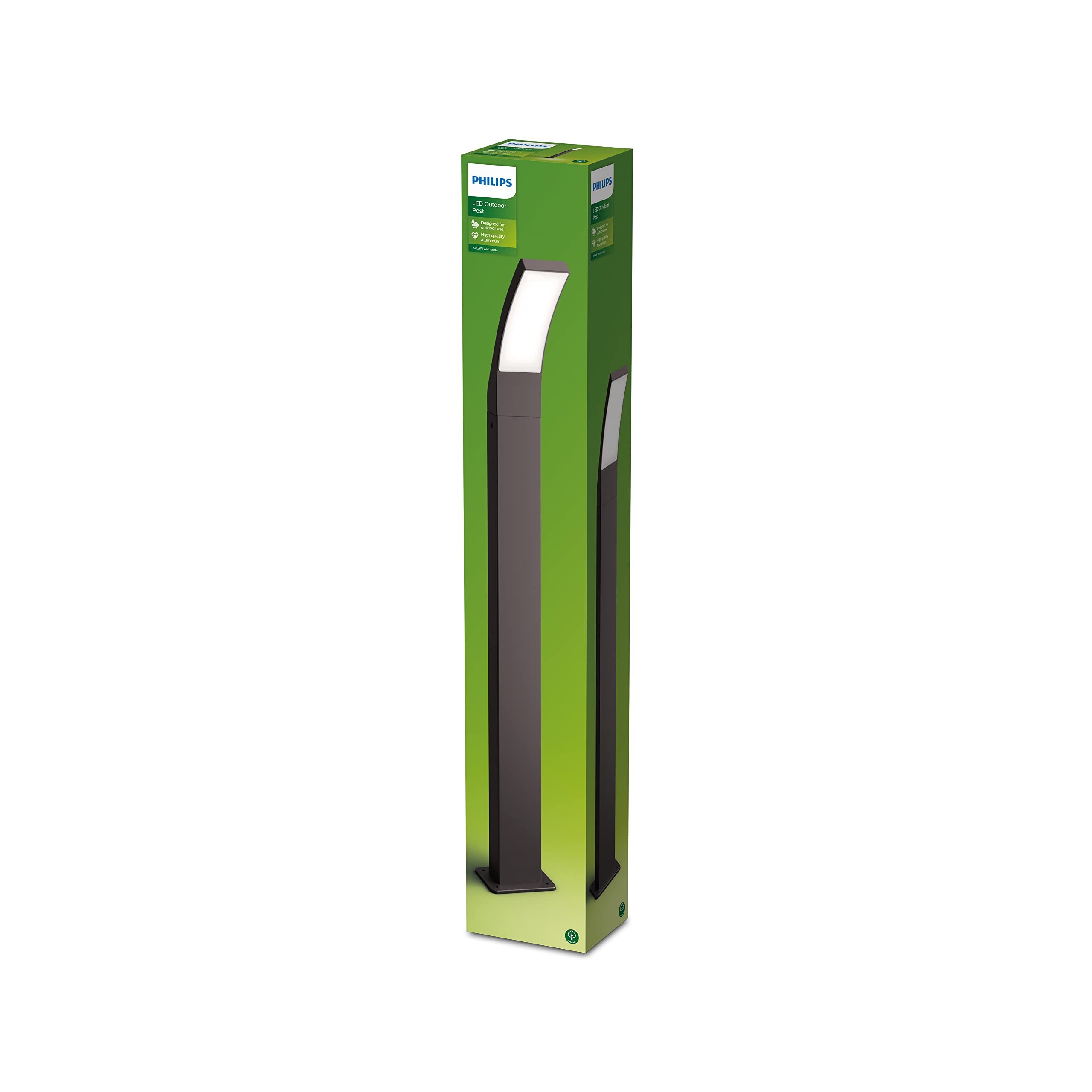 Philips Outdoor LED Sockelleuchte Splay, 12W, Anthrazit, kaltweißes Licht 4.000K, IP44 Schutzklasse, integriertes Leuchtmittel