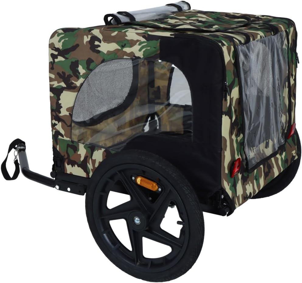 Pet Bike Trailer Dog Cart for Bicycle, Suitable for Small and Medium Pets, Easy Folding Cart Frame, Quick Release Wheel, Non-Slip Floor