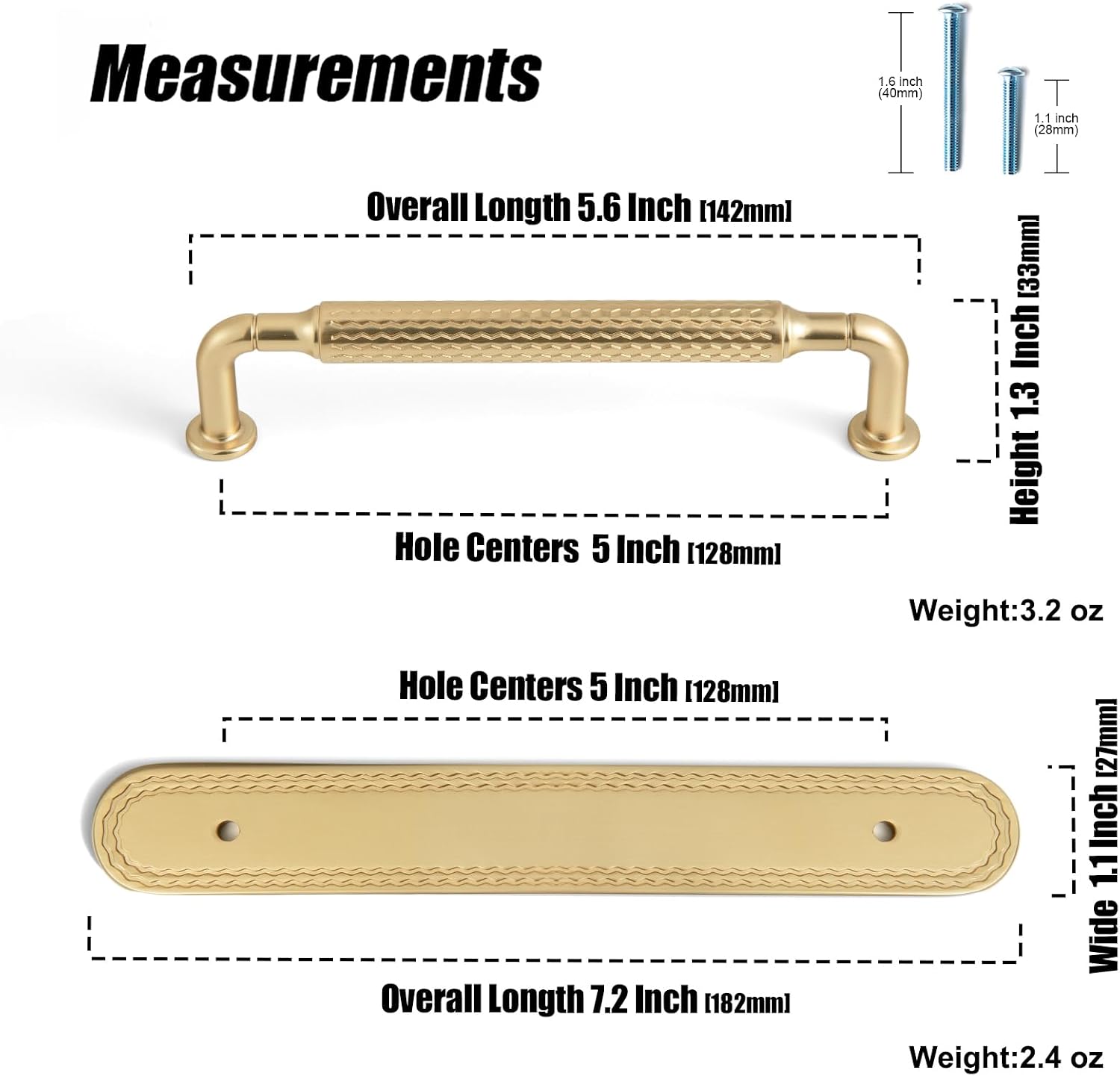 Goo-Ki Champagne Bronze Cabinet Pulls with Backplate, Solid Zinc Alloy Kitchen Drawer Handles, Crescent Wave Decorative Plate Cabinet Hardware, 5 Inch (128mm) Hole Center, 6 Pack