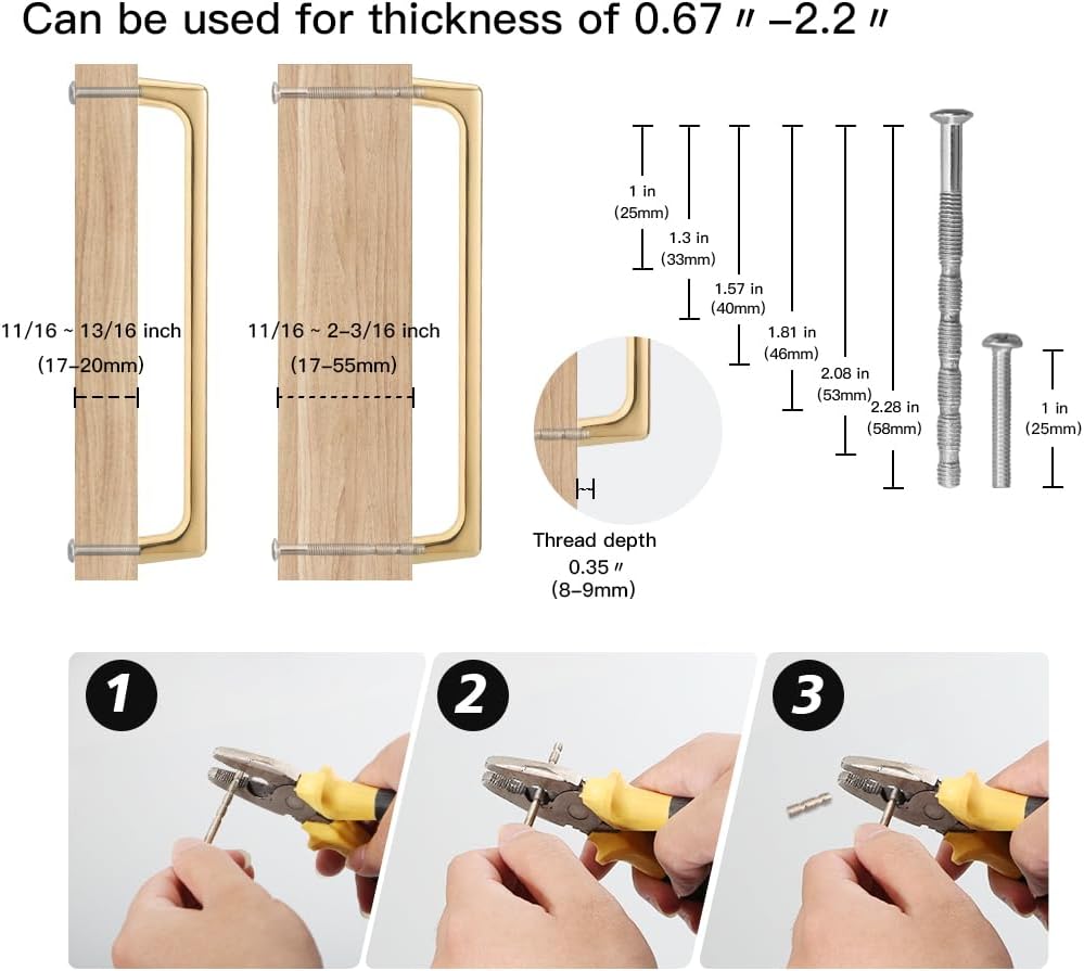 YAGU Modern 5 Pack Unlacquered Brass Cabinet Pulls 7.5 Inch Hole Center Polished Gold Kitchen Drawer Handles 7-1/2 Hardware for Bathroom Cupboard Dresser Wardrobe Closet