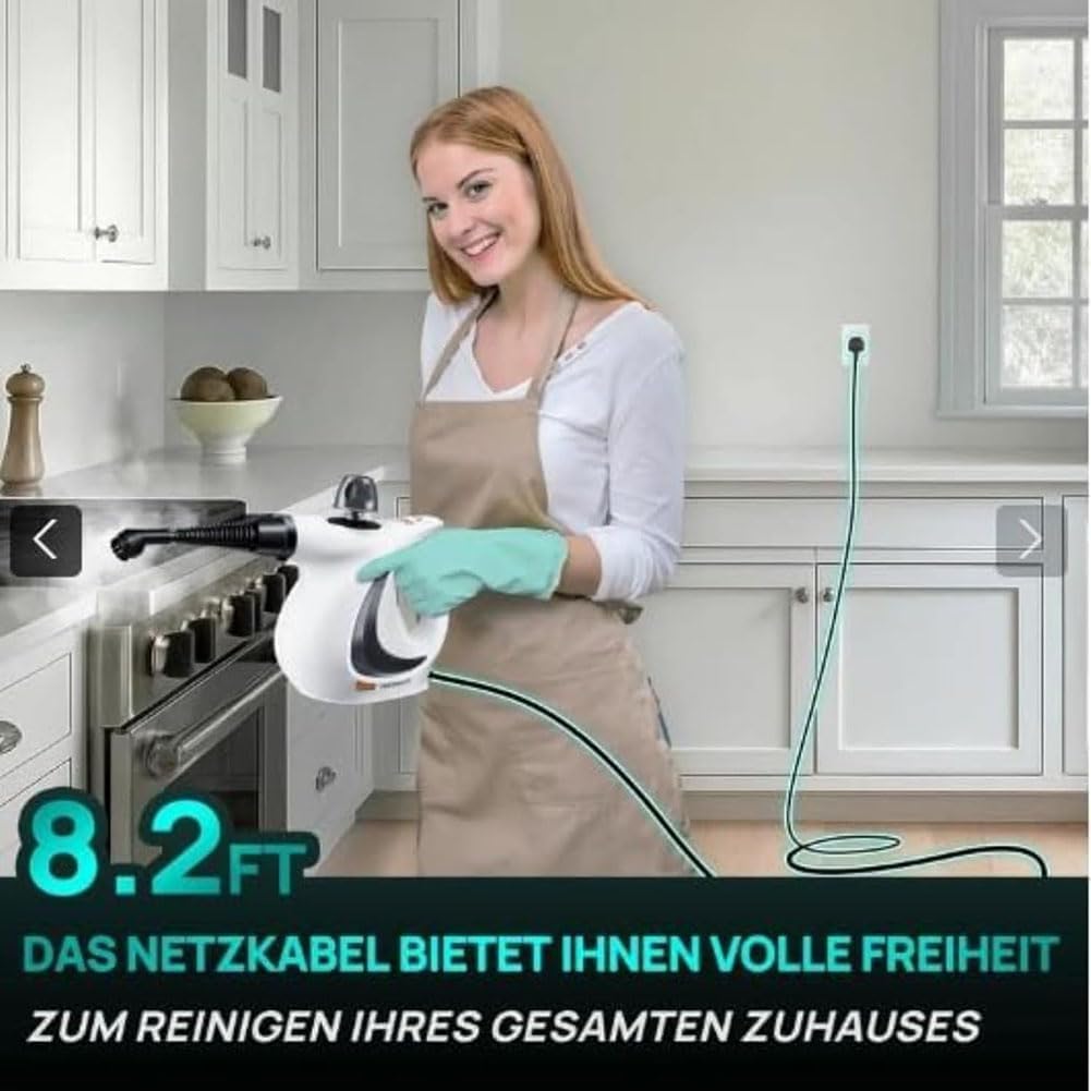 Multi-Purpose Handheld Steam Cleaner, High-Power Disinfection Steamer with 9 Accessories for Home, Kitchen, Bathroom, Tile, Grout, Furniture and All Surface Cleaning