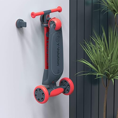 Miniatura 4 de Yvolution Y Glider Nua Kick Scooters de tres ruedas, 4 deslizadores de altura ajustables con luz LED intermitente y gancho de almacenamiento, para