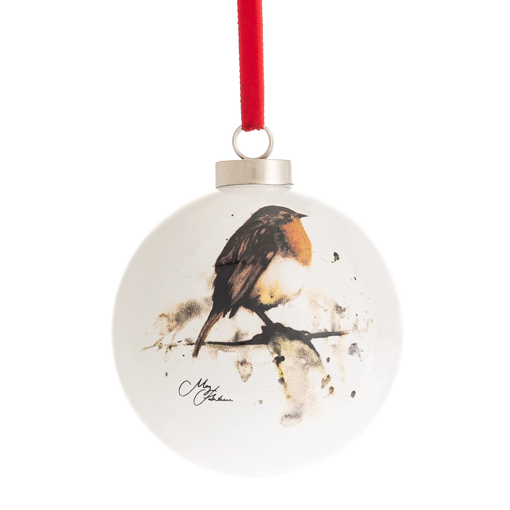 Meg Hawkins Ceramic Christmas Bauble 8cm - Robin