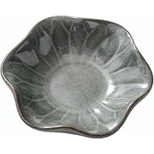 HOPESTAR Dark Gray Crackle Glaze Lotus Leaf Ceramic Trinket Dish 4.3x4.3x1.2 Inch Jewelry & Sauce Tray