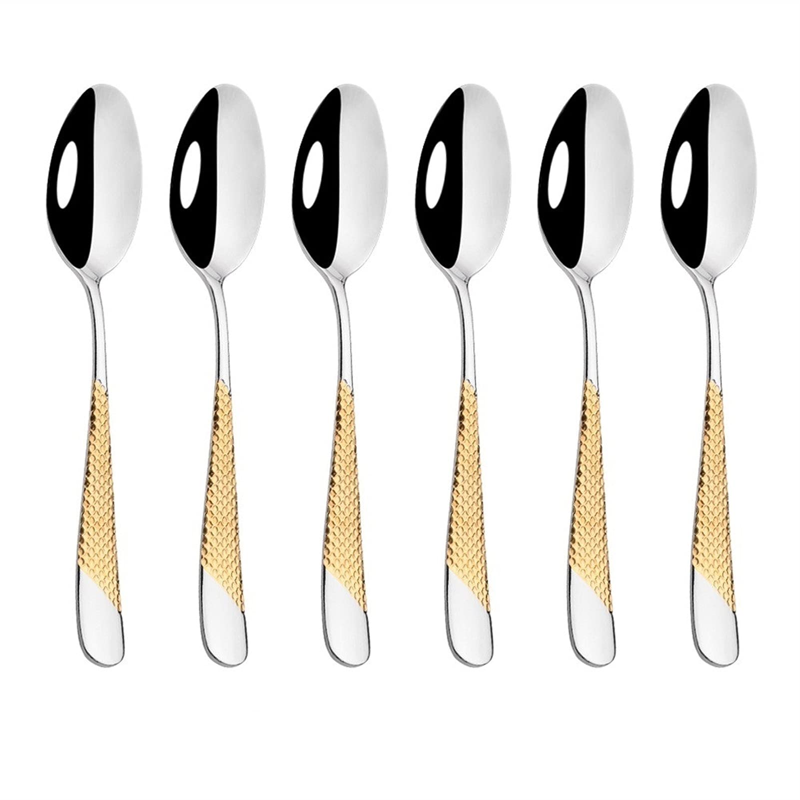 Gold Geschirr Besteck Set Edelstahl Besteck Küche Dinner Gabel Löffel Messer Geschirr Set Home (Color : 6Pcs Dinner Spoon)