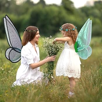 Fairy Costume Fairy Angel Wings For Costume Dress-Up White/Green Wings For Kids & Adults (One Size) Angel Dress Costumes For Girls Fairy Costume Fairy Angel Wings For Costume Dress-Up White/Green Wings For Kids & Adults (One Size) Angel Dress Costumes For Girls