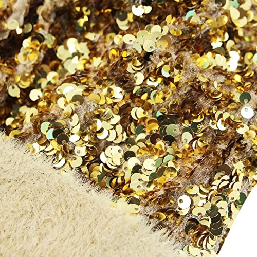 Caviotess Women Sparkly Sequins Knitted Beanie Hat Warm Winter Skull Cap With Faux Fur Pom Pom Gold #TOP5