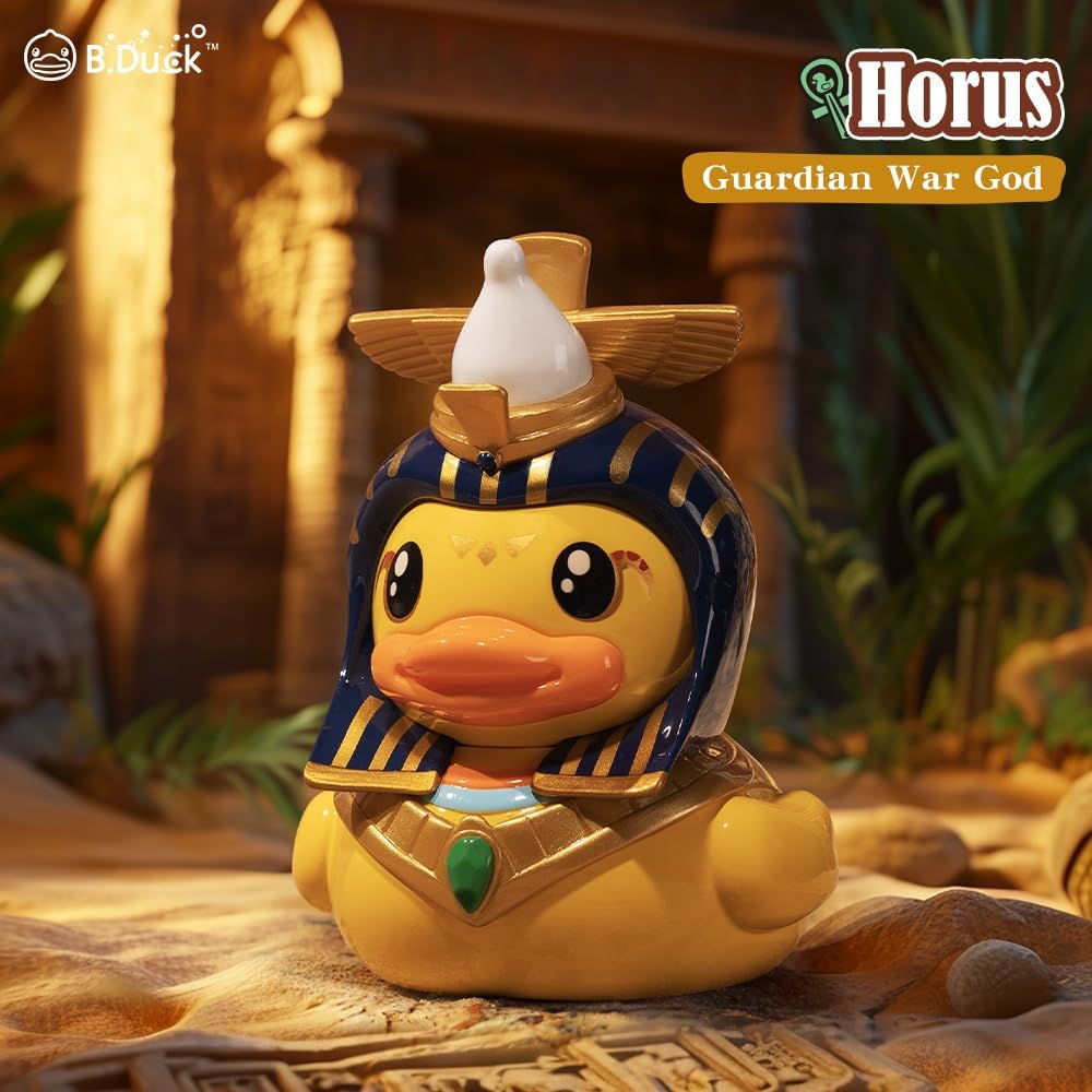 B.Duck x British Museum Blind Box, Egyptian God Collectible Duck Figurines Series,Home Decorations, Holiday Birthday Gifts (B.Duck x Bastet Series, Whole Set (6 Item))