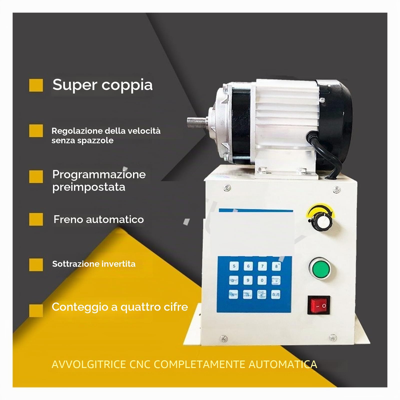 Bobinatrice Avvolgitrice elettrica automatica, attrezzatura for l'avvolgimento del filo smaltato, trasformatore ad alta coppia con controllo digitale per spirali, bobine motore, bobine pickup per chit