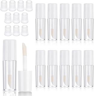 10PCS Mini Lip Gloss Tubes, 1.2 ml Clear Refillable Empty Lipgloss Tubes for Lipstick Balm Different Samples, Travel Refill Mini Lipgloss Tube Containers Women DIY Cosmetics with Rubber Inserts