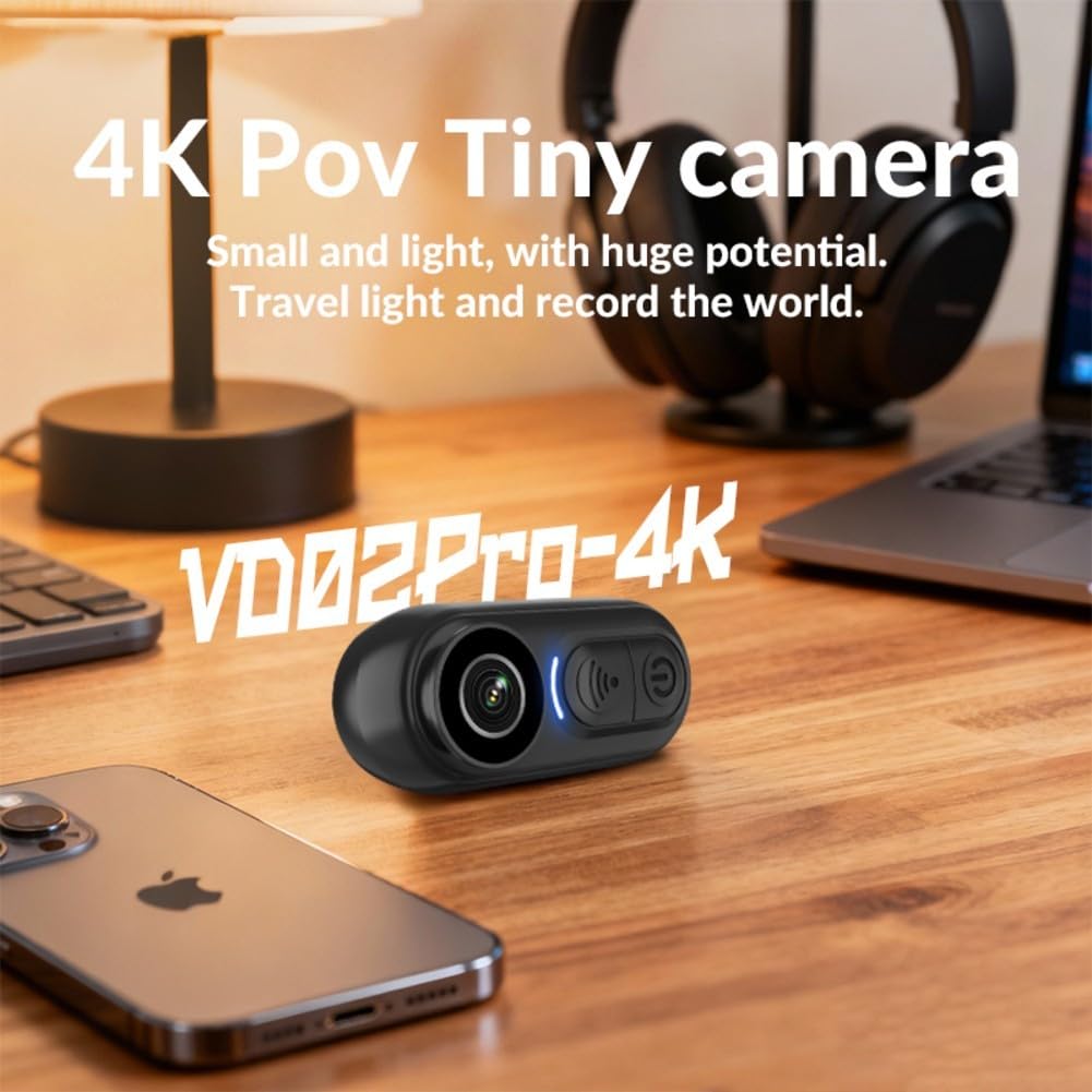 Action Camera, 4K Pollice Sport Camera WiFi Ricarica Magnetica, Outdoor Ciclismo Pocket Pet Camera per Vlogging Video Registrazione