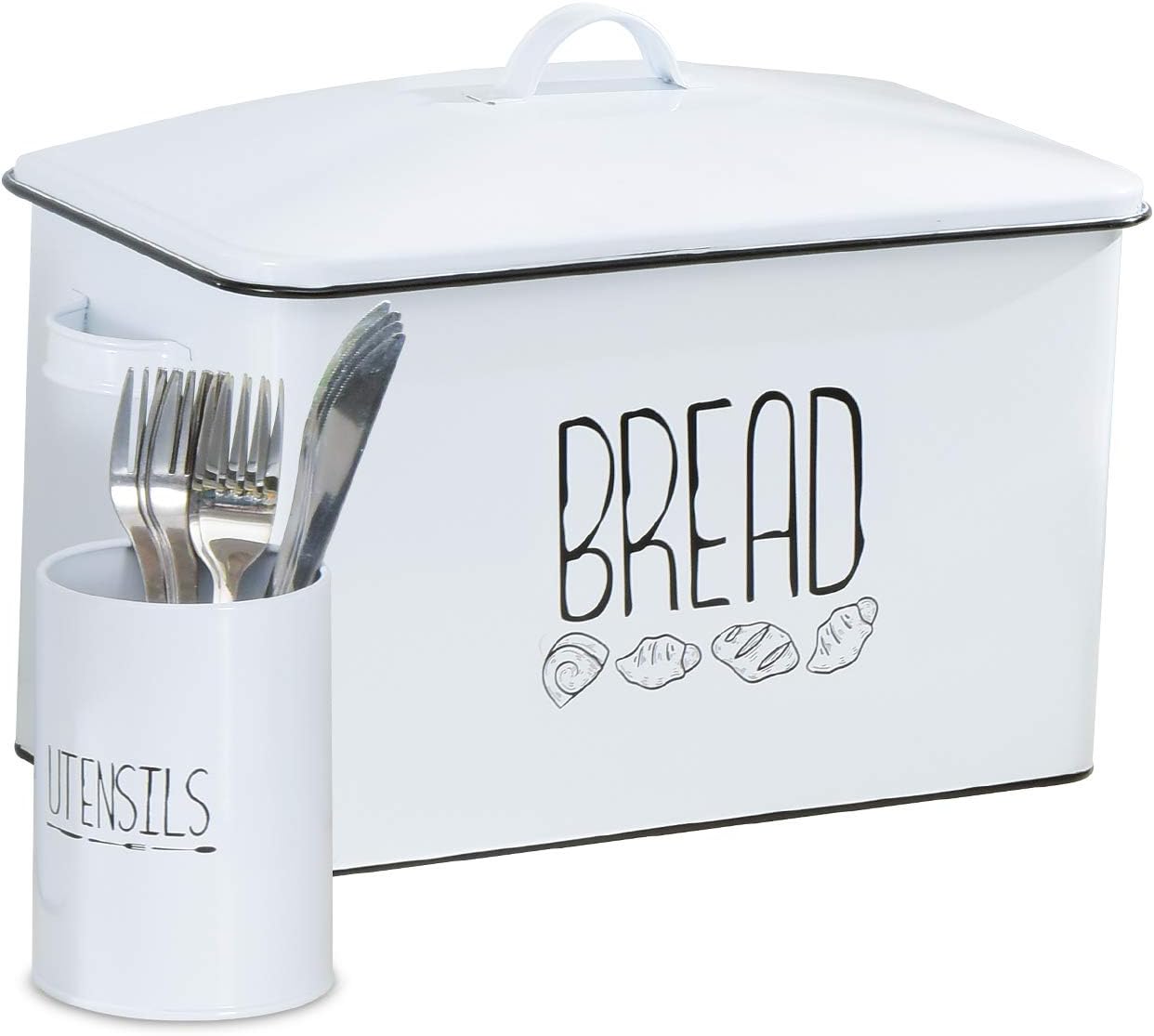 LivingHome Farmhouse Bread Box XL Size Bread Storage Container with Matching